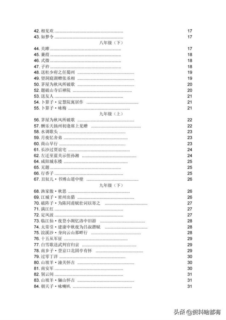 初中三年古诗大全,初中古诗词必考50首