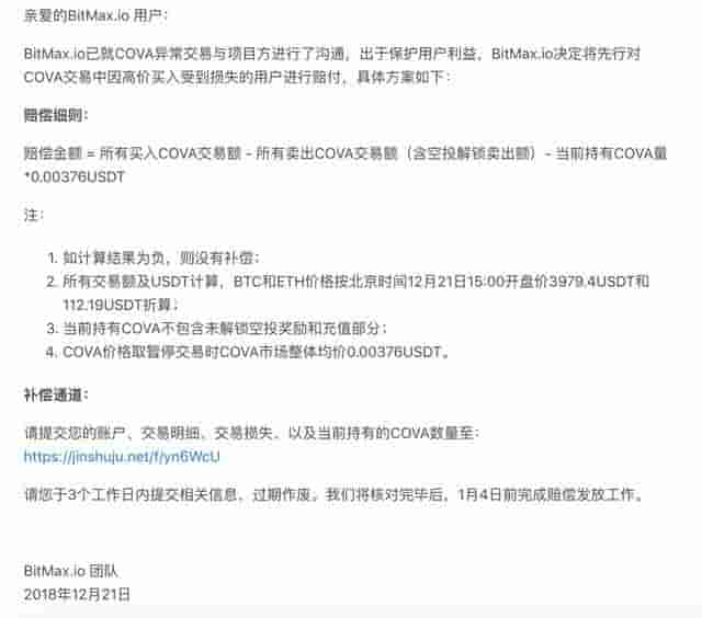 用户亏多少，火币Pro赔多少？币上COVA价格异常波动事件新进展！